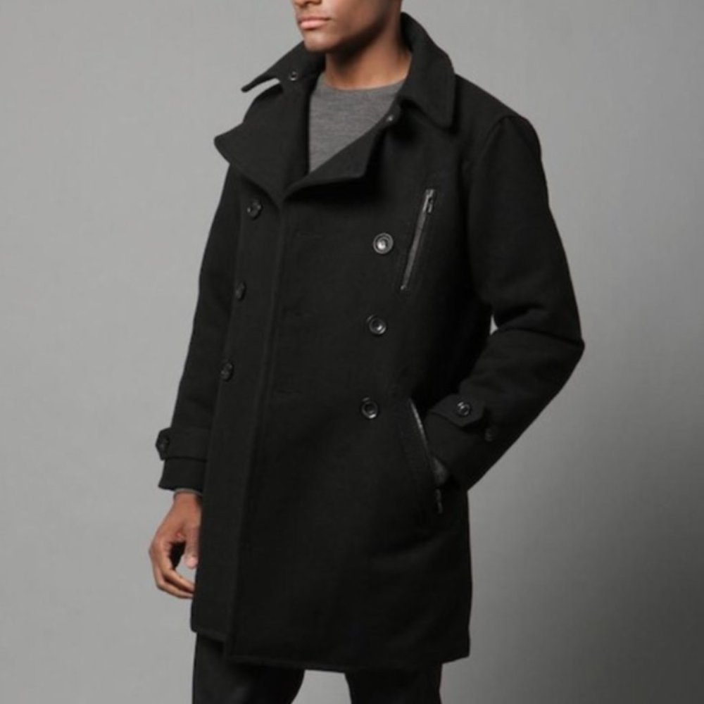 PROJEK RAW Black Pea Coat, M